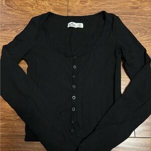 Hollister Black Button-Down Long Sleeve Top